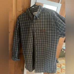 Carhartt Large TALL button down shirt, blue and green checks
